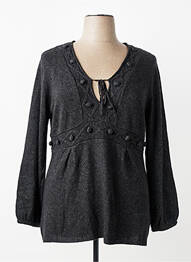 Pull tissage chiné manches longues noir LEWINGER femme