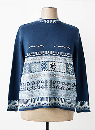 Pull stretch manches longues bleu EDWIGE femme