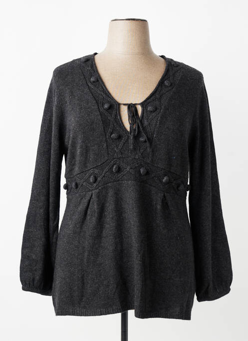 Pull tissage chiné manches longues noir LEWINGER femme