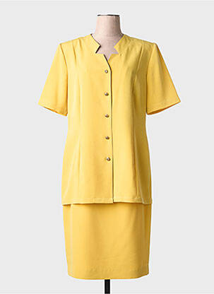 Ensemble jupe fermeture zippée au dos jaune CLAUDE DE SAIVRE femme