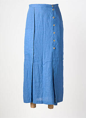 Jupe longue coupe droite bleu CANNISSE femme