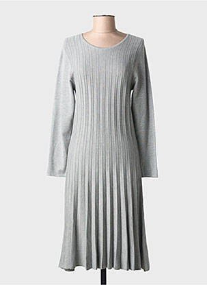 Robe mi-longue manches longues manches longues gris MD'M femme