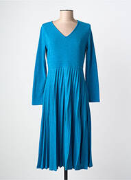 Robe mi-longue manches longues manches longues bleu MALOKA femme