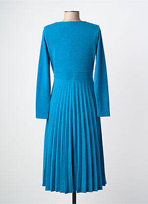 Robe mi-longue manches longues manches longues bleu MALOKA femme