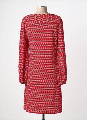 Robe mi-longue imprimé fantaisie manches longues rouge MD'M femme