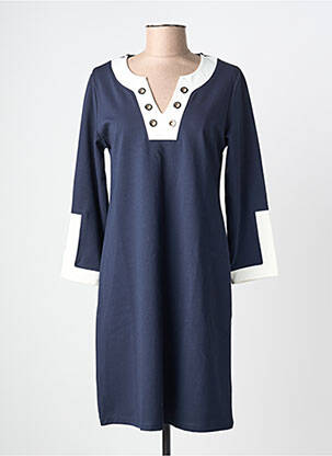 Robe courte manches longues manches longues bleu MALOKA femme