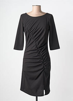 Robe mi-longue manches 3/4 manches 3/4 noir FILLE A SUIVRE femme