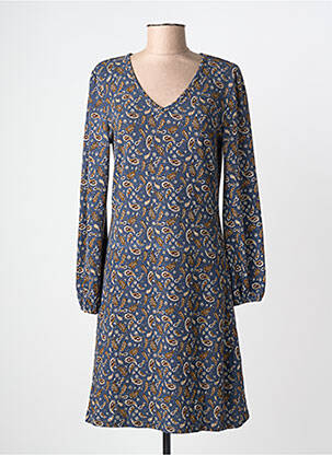 Robe mi-longue manches longues manches longues bleu MD'M femme