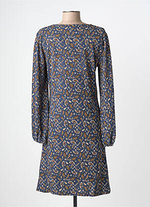 Robe mi-longue manches longues manches longues bleu MD'M femme