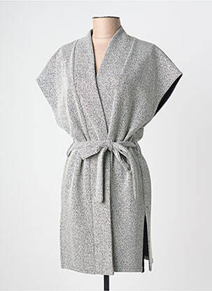 Poncho col v gris GEVANA femme
