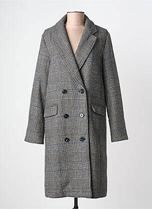Manteau long coupe cintrée sans capuche gris C'EST BEAU LA VIE femme