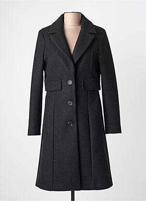 Manteau long coupe cintrée sans capuche noir LA ELLIE femme