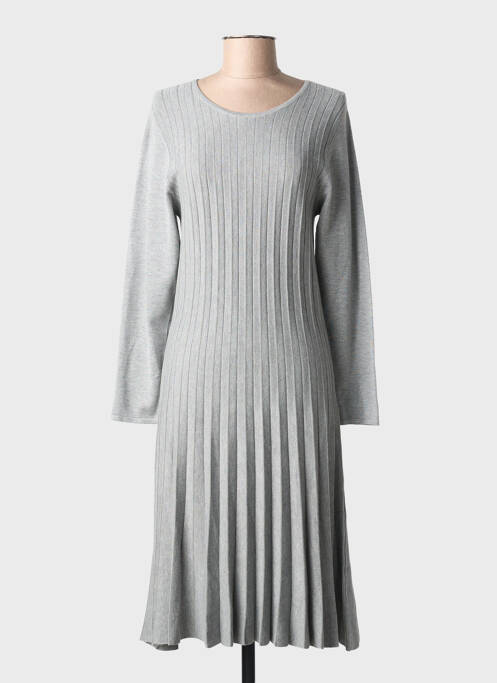 Robe mi-longue manches longues manches longues gris MD'M femme