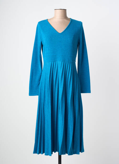 Robe mi-longue manches longues manches longues bleu MALOKA femme