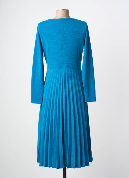 Robe mi-longue manches longues manches longues bleu MALOKA femme