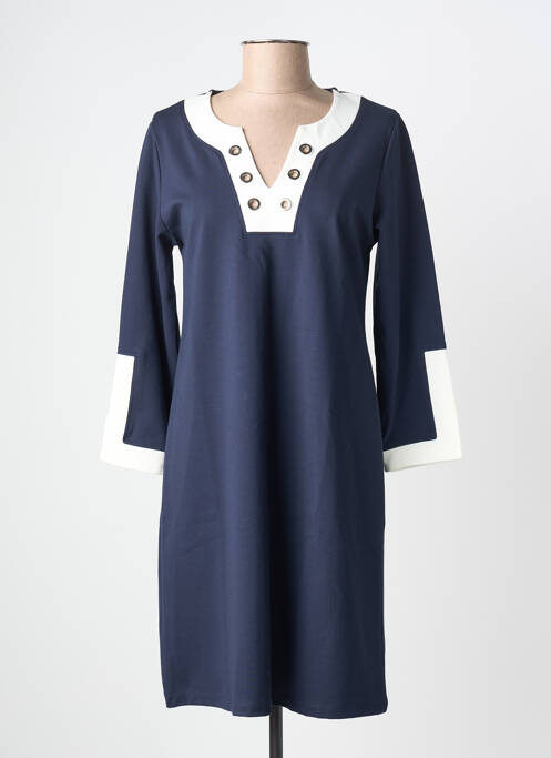 Robe courte manches longues manches longues bleu MALOKA femme