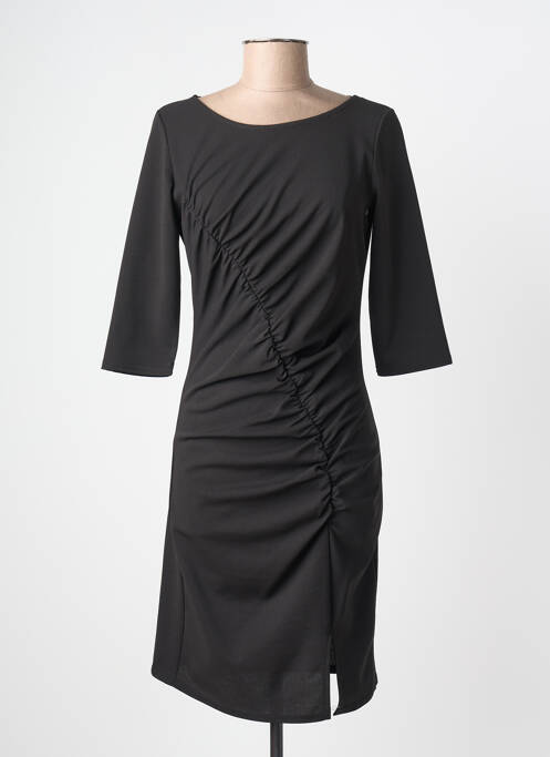 Robe mi-longue manches 3/4 manches 3/4 noir FILLE A SUIVRE femme