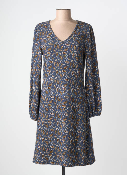 Robe mi-longue manches longues manches longues bleu MD'M femme