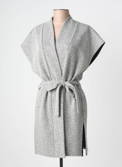 Poncho col v gris GEVANA femme