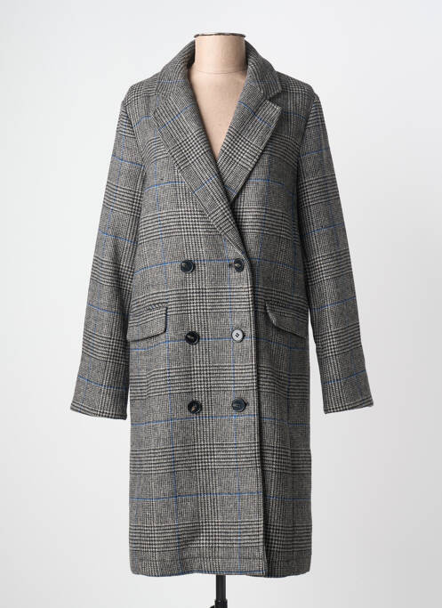 Manteau long coupe cintrée sans capuche gris C'EST BEAU LA VIE femme