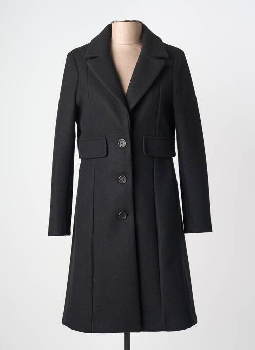 Manteau long coupe cintrée sans capuche noir LA ELLIE femme