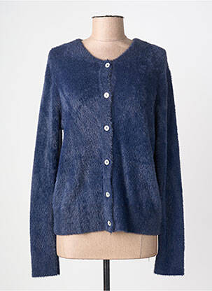 Gilet manches longues col rond bleu BARBARA LEBEK femme