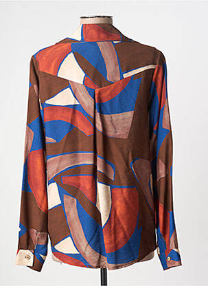 Chemisier tissage crêpe manches longues marron HALOGENE femme