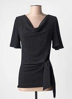 Top tissage crêpe manches courtes noir LE SINGE DE JULIE femme