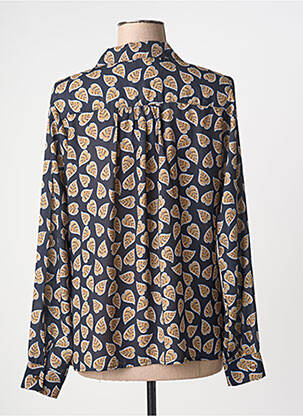 Chemisier tissage crêpe manches longues bleu GRIFFON femme