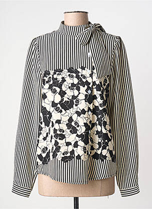 Blouse tissage popeline manches longues noir HIPPOCAMPE femme