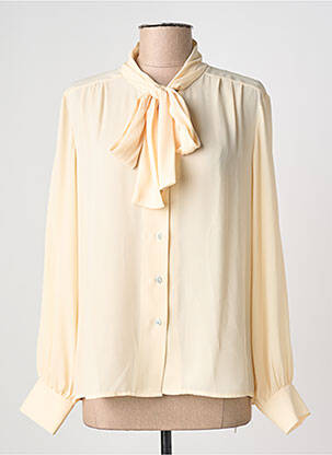 Chemisier tissage crêpe manches longues beige COTTONADE femme