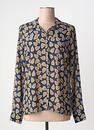 Chemisier tissage crêpe manches longues bleu GRIFFON femme