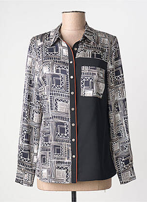 Chemisier imprimé fantaisie manches longues noir MERI & ESCA femme