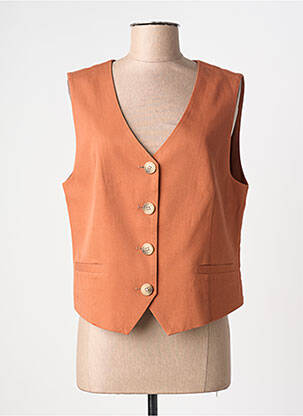 Gilet sans manche poches marron C'EST BEAU LA VIE femme