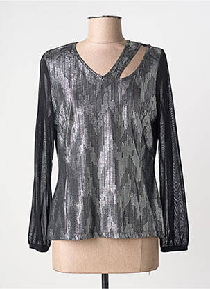 Top stretch manches longues argent GREGORY PAT femme