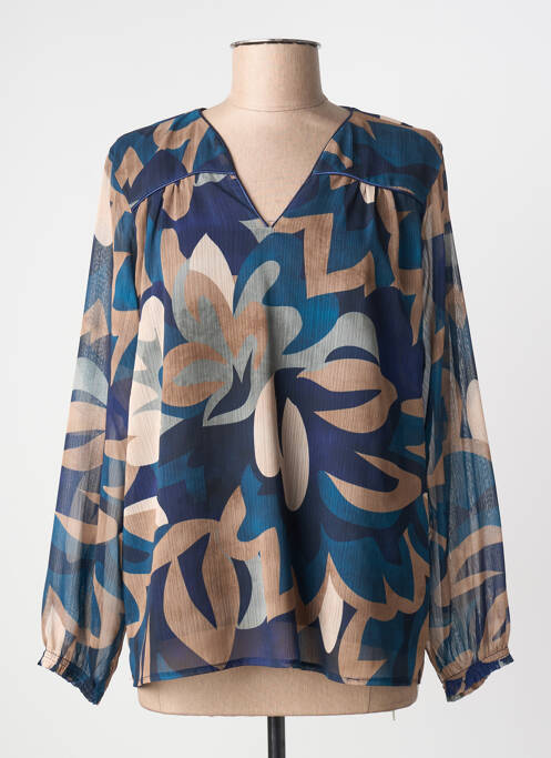 Blouse imprimé fantaisie manches longues bleu HALOGENE femme