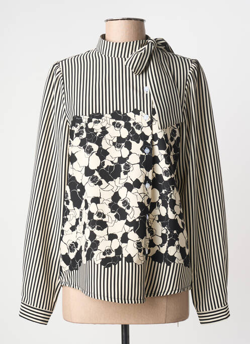 Blouse tissage popeline manches longues noir HIPPOCAMPE femme