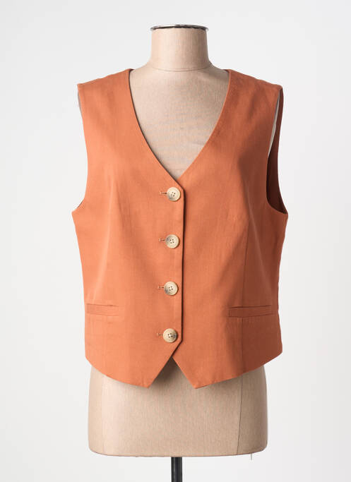 Gilet sans manche poches marron C'EST BEAU LA VIE femme