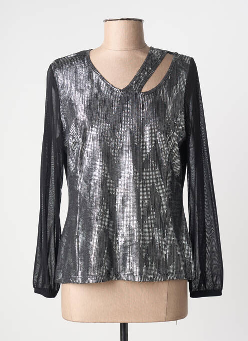 Top stretch manches longues argent GREGORY PAT femme