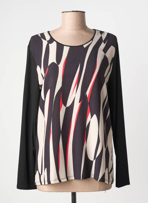 Top imprimé fantaisie manches longues noir BARBARA LEBEK femme