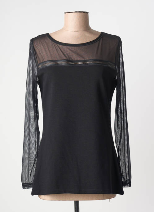 Top tissage jersey manches longues noir JANIRA femme