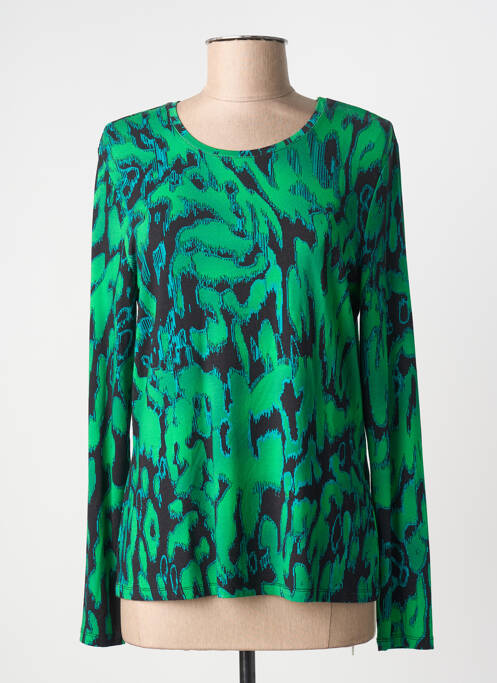 Top tissage jersey manches longues vert BARBARA LEBEK femme