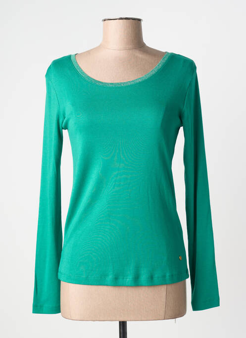 Top tissage jersey manches longues vert C'EST BEAU LA VIE femme