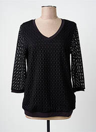 T-shirt col v manches 3/4 noir BARBARA LEBEK femme