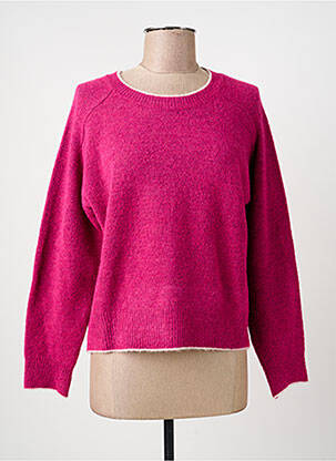 Pull coupe droite manches longues rose SIGNE NATURE femme