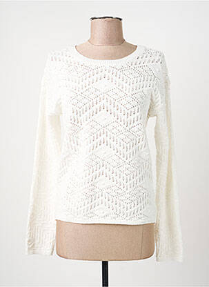Pull coupe cintrée manches longues blanc C'EST BEAU LA VIE femme