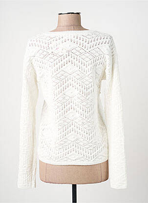 Pull coupe cintrée manches longues blanc C'EST BEAU LA VIE femme
