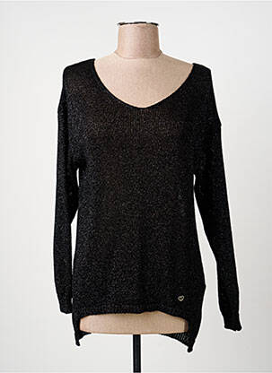 Pull coupe cintrée manches longues noir PLEASE femme