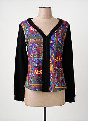Pull coupe cintrée manches longues noir MALOKA femme