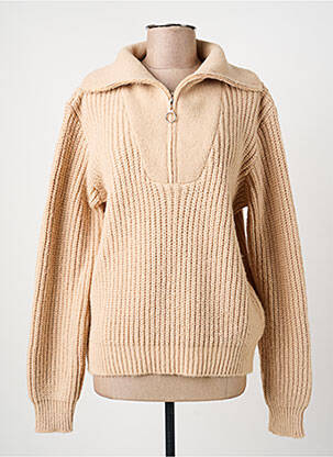 Pull coupe droite manches longues beige ÉTYMOLOGIE femme
